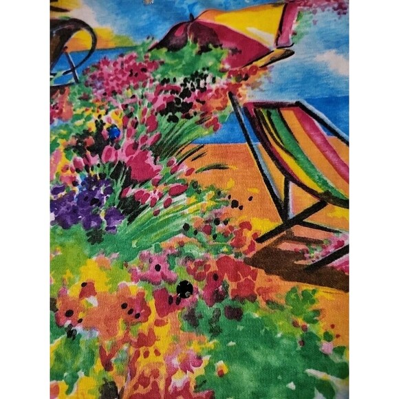 Vintage Silver Threads Womens Size L Novelty Tunic Top Beach Theamed Multi USA - Picture 5 of 11